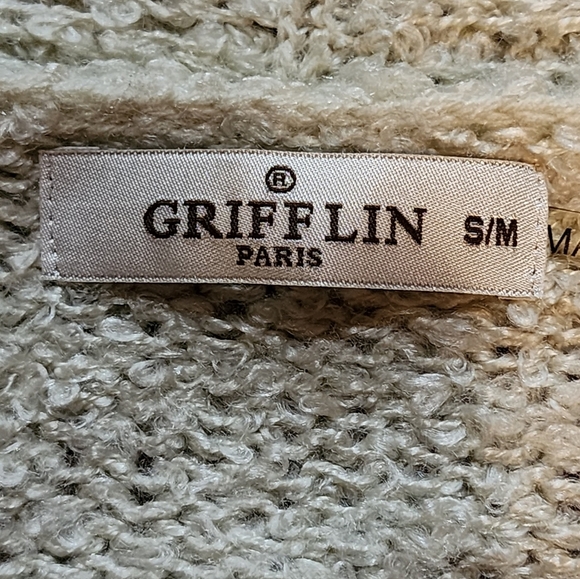 Grifflin Paris Metallic Silver Knit Cardigan S/M Belted Boucle Open Front - Picture 7 of 8